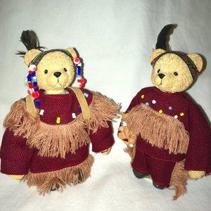 Vintage Set of Two Native American Bears